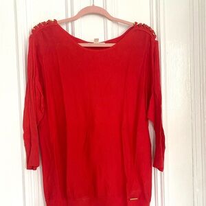Michael Kors Salmon Colored Sweater with Gold Accents